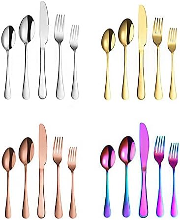 Conjunto de talheres ， 20pcs conjunto de talheres multicoloridosos de aço inoxidável conjunto de utensílios de aço Facas Forks Coffee