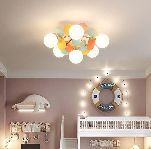 Susuo Milk Globo Branco Semi Montagem Flusiva Com Decoração de Arte de Macaron colorida, 6 luzes Crianças Chandelier para meninas garotas de garoto de garoto de garrafas de jogo do quarto