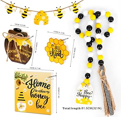 Conjunto de decoração de bandeja em camadas de abelha, decoração de 9 peças Decoração de abelha preta amarela amarela da