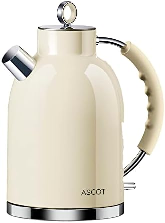 Chaleira elétrica, chaleira de chá elétrico Ascot, caldeira de chaleira em aço inoxidável, chaleira fervendo rápido, 1.7L,