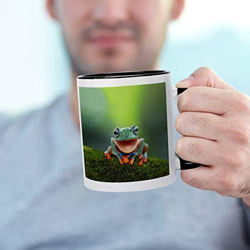 Sapo de árvore, sapo voador rindo caneca cerâmica Creative Black Inside Coffee Cup Handle Durgs Canecas Exclusivas Presentes