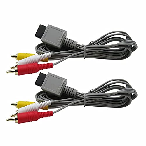 Vídeo de áudio de cabo 2x AV 3-RCA para Nintendo Wii, Wii U 6 pés