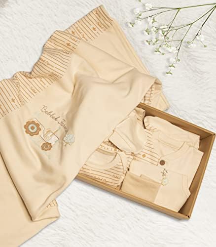 FUNINFANT Unisex Baby Layette GiftSet Organic Cotton Clothing Conjunto de 10 peças meninas ou meninos | 0-3 meses O bebê