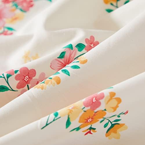 Usning White Floral Sheet Set Queen, algodão rosa Floral Settle Conjunto de roupas de cama de Flor Flor da fazenda