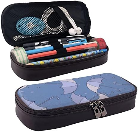 Guarda -chuvas gotas de chuva capa de lápis de grande capacidade para armazenamento de caneta caixa de artigos de papelaria de couro com zíperes para materiais de escritório escolar adolescente adulto adulto