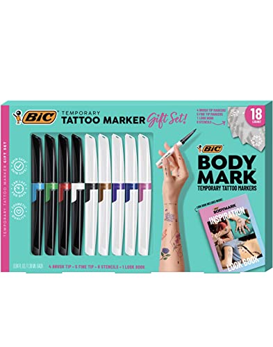 Marcadores temporários de tatuagem de marca de corpo BIC para pele, cenário de artista, ponta mista, skinsafe, qualidade