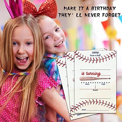ISOVF 4 x 6 Baseball Birthday Party Invitation Cartões com envelopes- Sports Theme preenchendo convidados de festa- C25