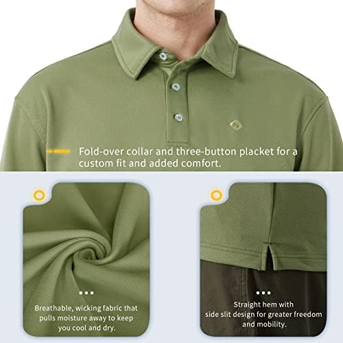 Naviskin Men's Polo Shirt Performance Golf Circhas Upf 50+ Rápido seco rápido e de manga curta camisas táticas ao ar livre