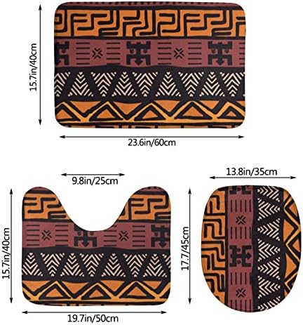 BBEACGFG Africano Pano de lama Africana Tapete de banheiro tribal conjunto de tapetes de 3 peças MATIOL ANTI-SKIP