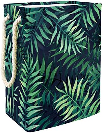 Folhas tropicais verdes Indomer Padrão 01 Lavanderia grande cesto de roupa impermeável cesto de roupas prejudiciais para roupas para