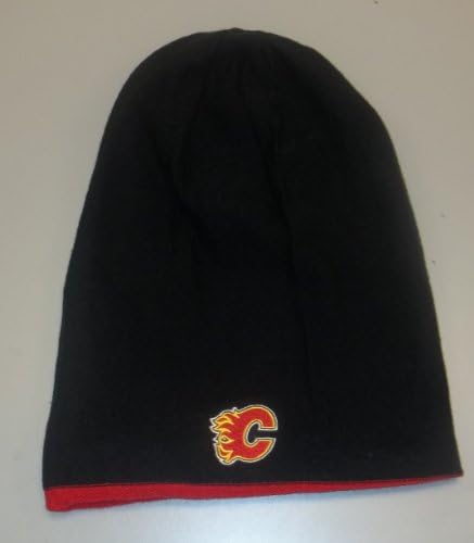 Reebok Calgary Flames Faceoff Longo reversível chapéu de malha um tamanho se encaixa em todos