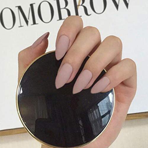 Catery Matte False unhas STILETTO Pressione as unhas de cor pura de cor nua de cor rosa