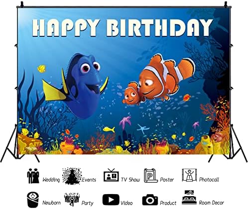 5 * 3 pés sob o pano de fundo do mar para festas de aniversário suprimentos Nemo Fundamentos Finding Dory Birthday Theme