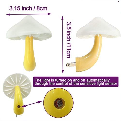 Utlk [1 pack] plug-in led cogumelo lâmpada clara com o crepúsculo para o dia do amanhecer, plugue a cama LED BEM