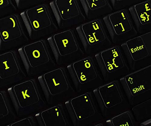 Etiquetas de teclado suíços fluorescentes brilhantes