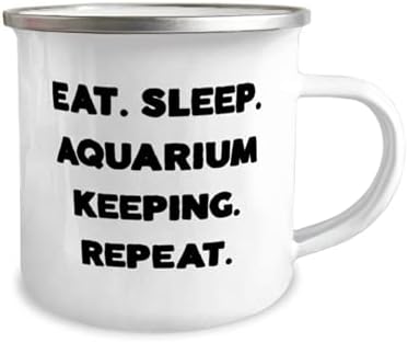 Comer. Dormir. Manter aquário. Repita. Caneca de 12 onças, manutenção de aquário, presentes motivacionais para manutenção