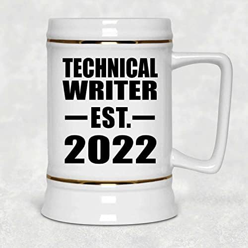 Projeta o escritor técnico estabelecido est. 2022, caneca de 22 onças de caneca de tanque de cerâmica de cerveja