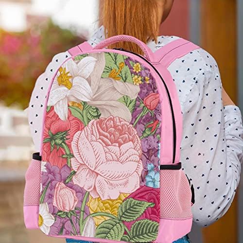 Mochila de viagem VBFOFBV para mulheres, caminhada de mochila ao ar livre esportes mochila casual Daypack, Spring Flor Floral Rose Lily Daffodil