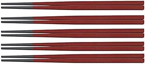J-Kitchens pbtticks, conjunto de 5, 9,4 polegadas, ângulo Echizen, pauzinhos, revestimento vermelho, fabricado no Japão