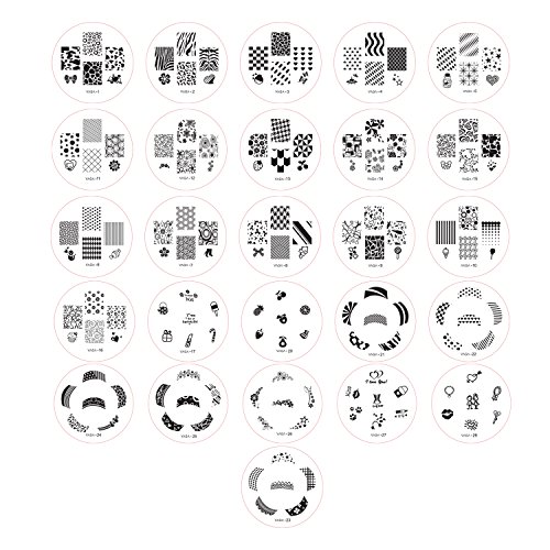 Vaga 26 Placas de estampagem de unhas Kit de unhas de acrílico como 160 designs de carimbos de unhas para combinar com