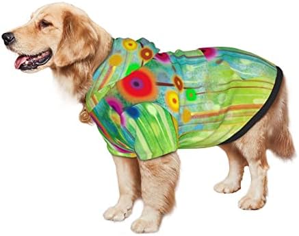 Capuz de cachorro grande aquarela com capuz de água-a-floral-spring-flores de roupas de estimação suéter com chapéu de gato macio