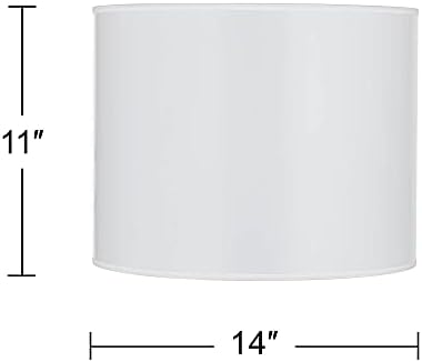 Tambor redondo tambor tambor lâmpada de lâmpada rústica chic branca média 14 top x 14 inferior x 11 alto encaixe de aranha