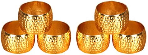 Anéis de guardanapo de metal, feitos à mão por artesãos qualificados, curvos, para recepções de casamento, festas de jantares, reuniões de família ou uso diário - ouro brilhante, conjunto de 6