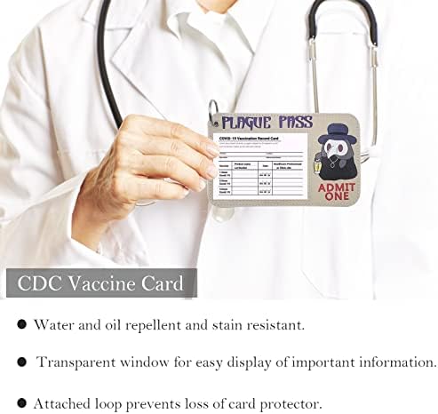 4 x 3 CDC Vaccine Card Titular Protetor de cartão fofo, capa de cartão de vacinação de desenho animado, protetor de cartão engraçado com anel
