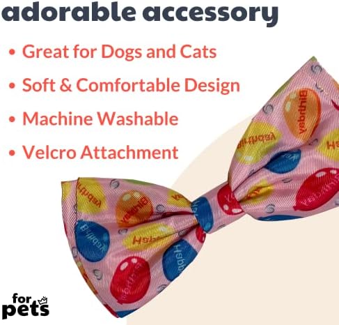 Huxley e Kent Bow Tie para animais de estimação | Festa Pink | Velcro de velcro tirha de gravata borboleta acessório | Diversão laços de arco para cães e gatos | Bonito, confortável e durável | H&K Biroga