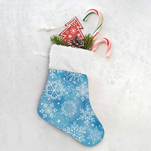 Meias de Natal Alaza Vários flocos de neve brancos azuis Classic Classic personalizados pequenas decorações de meia para férias em