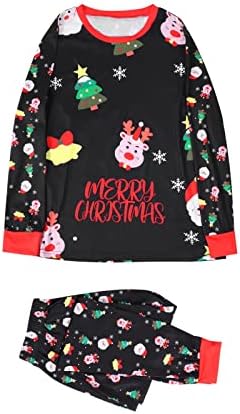 Família correspondente de pijamas de pijamas familiares definidas na árvore de Natal e no topo da impressão de Papai Noel e calças xadrezes para dormir para roupas de dormir para