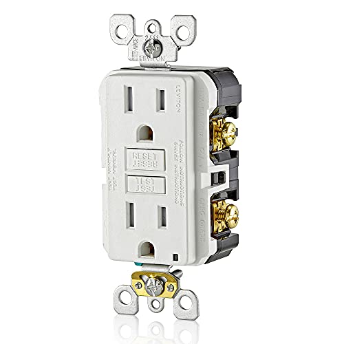 Leviton GFTR1-W Auto-teste SmartlockPro Slim GFCI Receptáculo resistente a adulteração com indicador LED, placa de parede