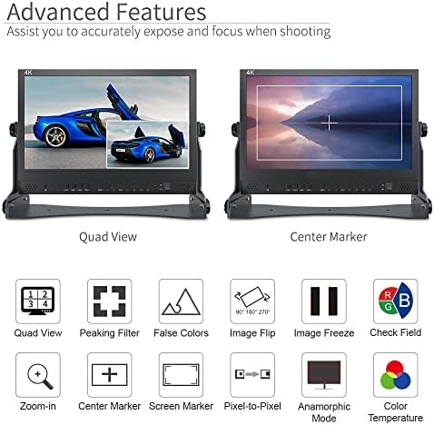 FELEWORLD ATEM156 15.6 Monitor de transmissão 4 HDMI Output Output Quad Split Display para ATEM Mini Video Switcher Live Streaming