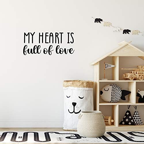 Decalque de arte da parede de vinil - meu coração está cheio de amor - 11 x 25 - Trendy Cute Inspirational Positive Adorável adesivo de cita