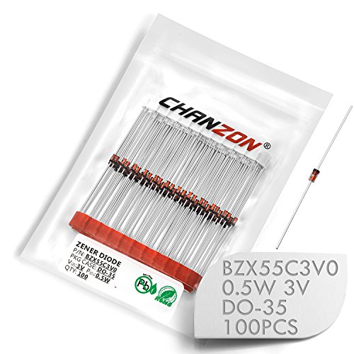 Chanzon BZX55C3V0 Diodo Zener 0,5W Diodos axiais 3V DO-35 0,5 watt 3 volts