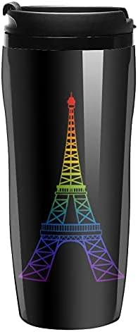 Rainbow Eiffel Tower Coffee Caneca Cup com tampa para viagens de escritório em casa