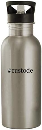 Presentes de Knick Knack #Custode - Hashtag de aço inoxidável de 20 onças garrafa de água ao ar livre, prata