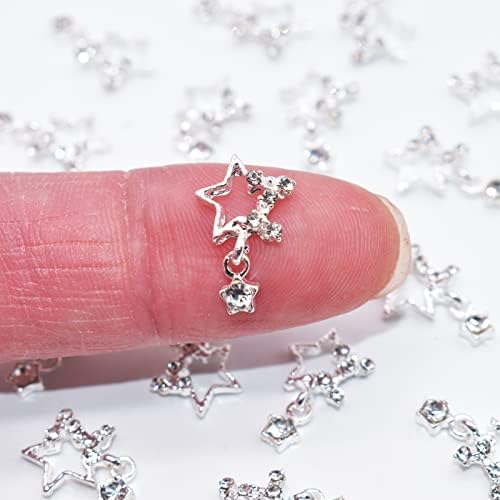 Lifoost 20pcs estrela encharms de unhas com shiny shinystones jóias de unhas de metal Dangle Crystal Star Unh Nail Art Gems