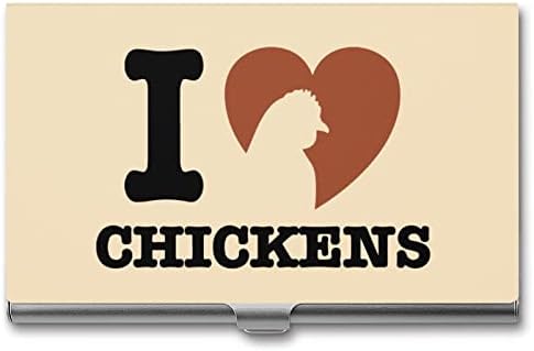 Eu amo galinhas de cartas de visita de cartas de visita portador de cartões de bolso Metal Slim Cartet para homens Mulheres