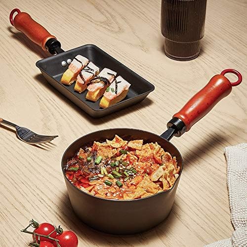 PDGJG Pot Set estilo japonês Food Pot Small Wok Iron Wok Tamagoyaki Square Mini Freing Pan Pan