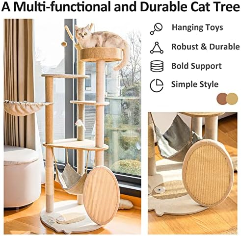 Árvore de gatos Fhiny para gatos internos, condomínio de móveis de torre de gatinho fofo de 57 de 57 de 57