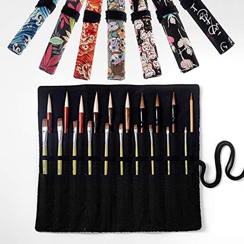 20 Slots Artista Binco Brush Roll Up Bag Holder Canvas Bolsa Cague de maquiagem Proteção do Rollp Organizer （sem escovas）