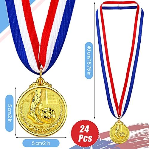 36 Medalhas de futebol de embalagem Troféu de futebol a granel para crianças Gold Gold Metal Awards com Ribbon Olympic
