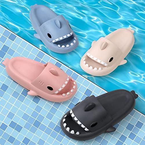 Kissxiaoya Fuzilos de tubarão de desenho animado para mulheres/homens, sandálias de animais fofos de verão, chinelos