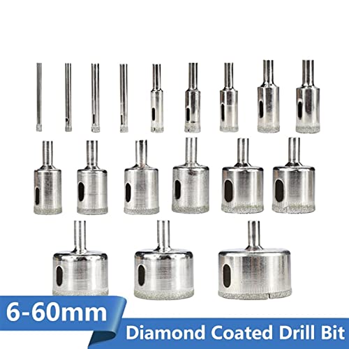 Diamante revestido de broca Conjunto de broca 10/28pcs 6-60mm Kit de serra de orifício para vidro Mábula de mármore