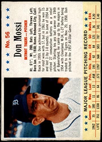 1963 Post Cereal # 56 Don Mossi Detroit Tigers VG Tigers