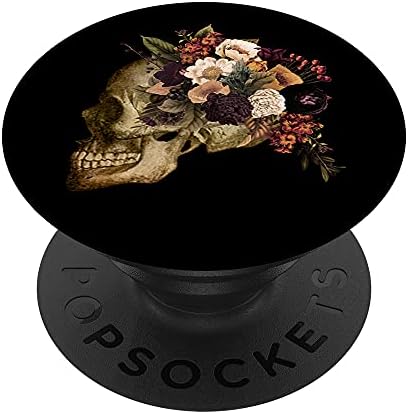 Floral Black Skull Day of the Dead Vintage Boho Flowers 2 Popsockets Swappable PopGrip