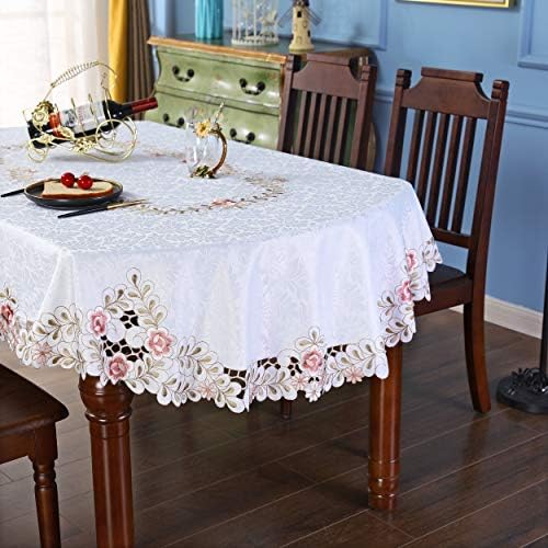 Rich Color Flower Borderyer Creme Branco Toleta Oval Toleta Bem feita Decoração delicada da mesa da sala de jantar Capas de