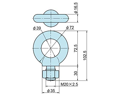 Joe Prince Takeshita H-60-SUS-M20 Aço inoxidável Eyebolt, M20, 1 peça