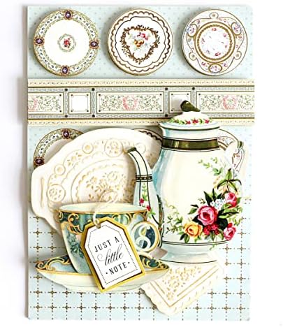 Anna Griffin Tea Party Cut and Comoss Pastas - Crie cartões artesanais com tema de chá com 8 enfeites em relevo -